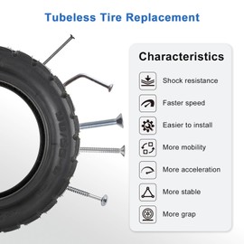 SYACHI 10x3.0 Scooter Tires, 90/55-6 Off Road Tire, Thickened Rubber Tubeless Tire for 90/55-6 80/65-6 Electric Scooter Tire