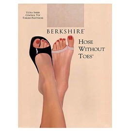 Berkshire Women's Hose Without Toes Ultra Sheer Control Top Pantyhose 5115, Nude, 1