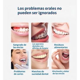 Hilo Dental Inalámbrico Portátil 350ml con 5 Modos y 6 Puntas para Dientes Encías Casa Viaje，IPX7 Impermeable