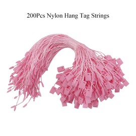 200Pcs Hang Tag String, 7.1-inch Pink Nylon Hang Tag String Hanging Tag Fastener Snap Lock Pin Loop Fastener 1 mm Thick Tag Rope Ties for Clothes Shoes Bags Luggage Label Price Tags, SATONBEYI