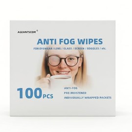 Ageantscom Anti Fog Wipes for Glasses (100-pack) | Pre-Moistened, Quick Dry & Scratch Free for Laptop Screens, Optical Lens, Goggles, Smart Phone Screens and Watch Screens (Extra Large)