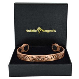 Ladies Copper Magnetic Bracelet Women’s Copper Bangle Large High Power Neodymium Magnets Unisex Adjustable-HPU (M: Wrist 16.5–19.5cm/6.3–7.6”)