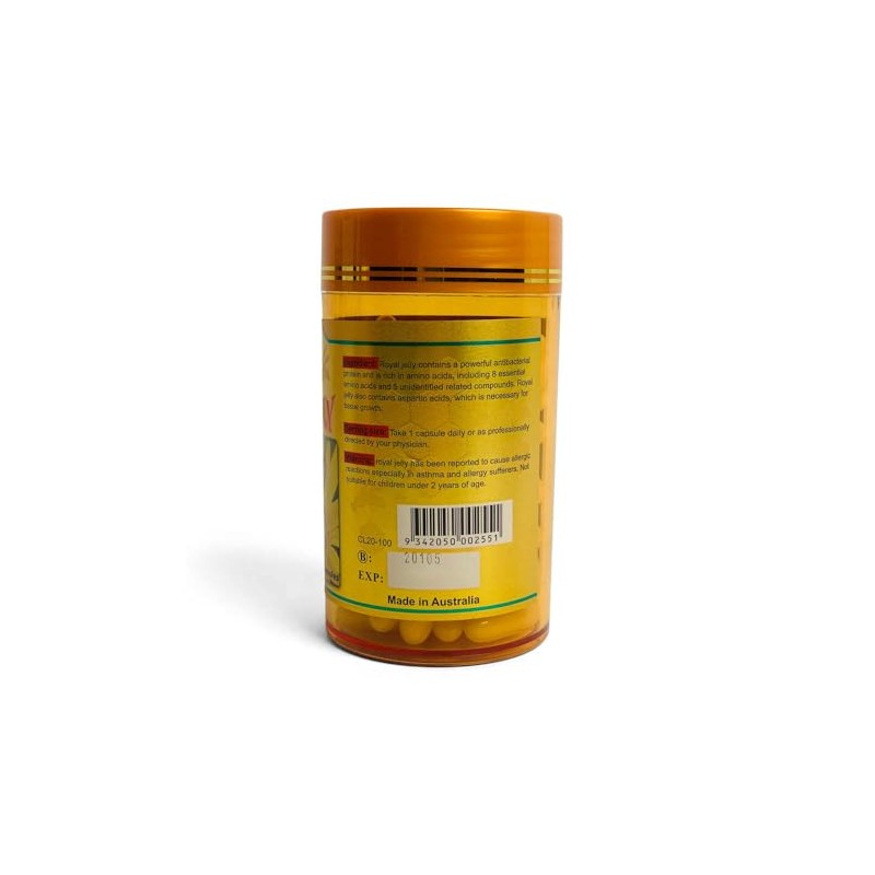100x 1450mg Royal Bee Jelly Capsules Costar 100% Pure Skin