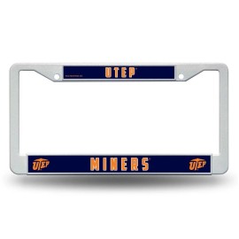 Rico Utep Miners White Plastic License Plate Frame