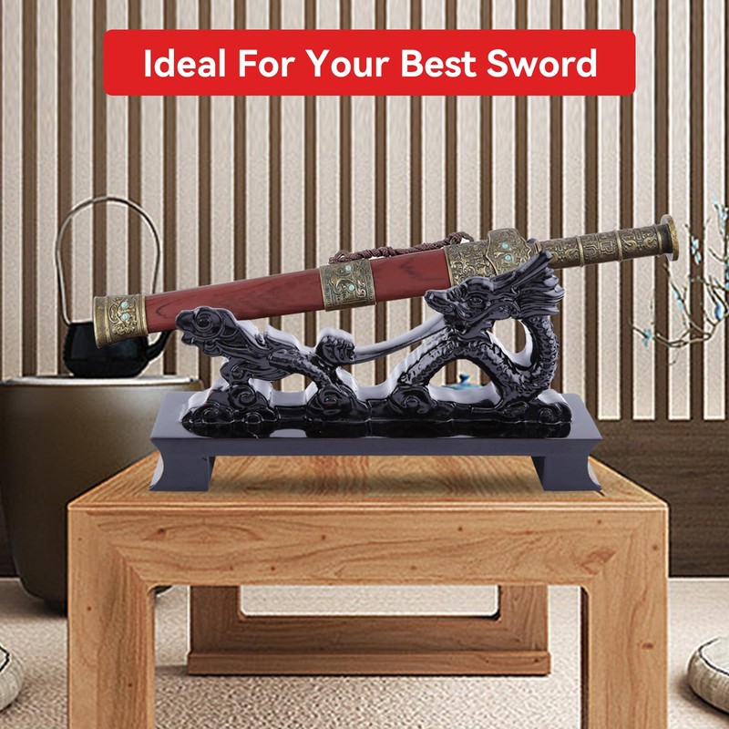 HERCHR Sword Stand Katana Stand, Black Wood Sword Katana Wall
