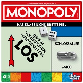 Monopoly Board Game with Storage Compartment and Larger Toy Figures - German Version