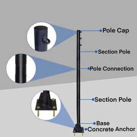 Shade Sail Poles,9.4FT Outdoor Sun Shade Sail Poles for String Light, Patio, Backyard (2Pack)