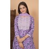 Meera Fab Women's Cotton Printed Purple Printed Straight Embroidery Kurta
