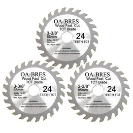 3-3/8-inch 24T Circular Saw Blade, Carbide Tipped Fast Cut TCT Blade for Rockwell Versacut Versa Cut Rk3440k, Makita Cordless 3-3/8" Sh01w, Craftsman Nextec , Arbor Size 19/32-inch (3 Pack )