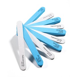 BEZOX 10 Pcs Professional Nail Files and Buffers for Acrylic & Natural Nails, Double-Sided 100/180 Grit Emery Boards, Reusable Salon-Grade Nail Filer and Shine Kit for Women & Pets