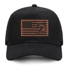 IORTY RTTY Fishing Gifts for Men American Flag Trucker Hat Mens Fathers Day Christmas Birthday Gifts Fishing Hat for Dad Black