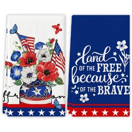 4th of July Dish Towels 4th of July Kitchen Towels Thank You Veterans Decor Farmhouse Patriotic Flower Tea Towels Memorial Day Decorations and Supplies for Home Party