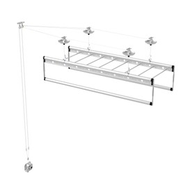 bimiti 47" Pull Down Closet Rod Heavy Duty 100lbs Weight Capacity Ceiling Mounted Drying Clothes Rack Hand Cranked Pulley Lifting Closet Organizer for Space Lift Type Drying Rack