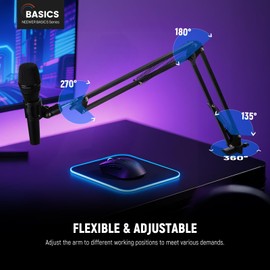 NEEWER Microphone Arm Stand, Suspension Scissor Boom Mic Arm Desk Mount with Clip & 3/8" to 5/8" Adapter Compatible with Blue Yeti Snowball HyperX QuadCast SoloCast Shure, Max Load 3.3 lbs, MS006