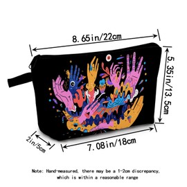 MoCaliduccious Abstract Art Hand Print Women Cosmetic Bag Evil Eye Printed Small Zipper Pouches Funny Makeup Bag Funny Travel Toiletry Kit Organizer