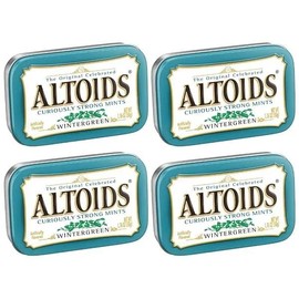 ALTOIDS Peppermint Mints, Pack of 4, 1.76-Ounce each Tin - Flavor: Wintergreen