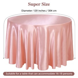 Ruisita 120 Inches Round Satin Tablecloths Rose Gold Overlay Round Satin Table Cover Bright Silk Tablecloth Smooth Fabric Table Decor for Wedding Banquet Table Decoration