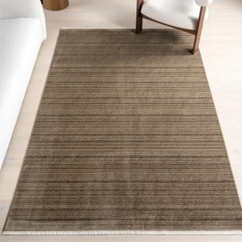 nuLOOM Fringed Performance Indoor Area Rug, Power Loomed, Easy Clean, Durable, Non-Shed, 5' x 8', Aarti Brown