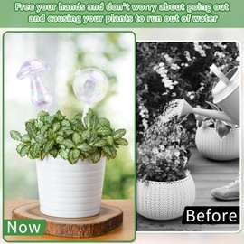 Hysagtek 4 Pack Plant Watering Globes, Self Watering Planter Insert, Plant Watering Bulbs Devices for Indoor and Outdoor Plants, Hand Blown Clear Glass Mushroom Watering Bulbs