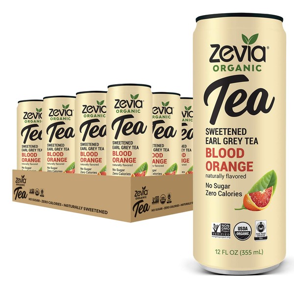 Zevia Organic Sugar Free Iced Tea, Earl Grey Tea Blood Orange, 12 Ounce Cans (Pack of 12)