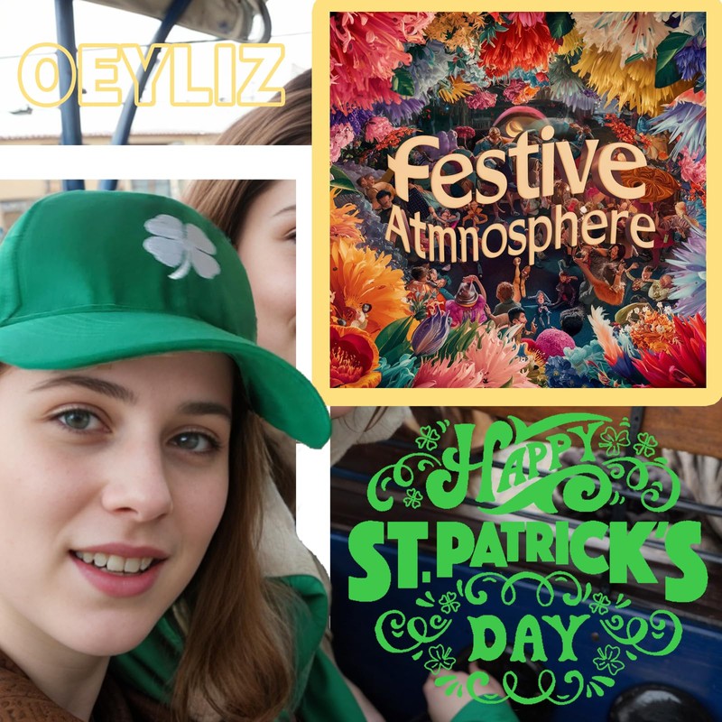 Oeyliz St Patrick's Day Hat for Men Women Shamrock Green