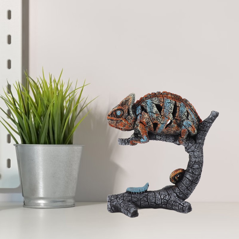 Chameleon Statue Sculpture Resin Chameleon Wild Animal Figurine Ornament for