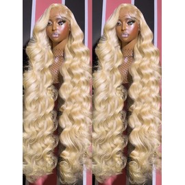 Fayniss 30 Inch 613 Blonde Wig Human Hair 180% Density 13x6 Body Wave Lace Front Wigs Human Hair Glueless Wigs Human Hair Pre Plucked With Baby Hair (30 inch, 613 Blonde Wig)