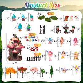 Gerrii 54 Pcs Garden Accessories Solar Fairy House Figurine Outdoor Statues Decor Resin Fairy Figurines Mushroom Ornament Mixed Model Trees Miniature Garden Fence for DIY Garden Yard Home Decoration
