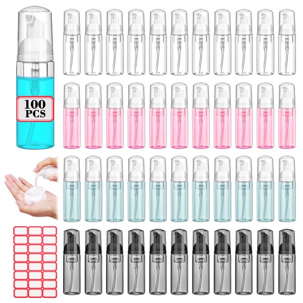 AMORIX 100 Pcs 2 oz Plastic Foam Pump Bottle Refillable