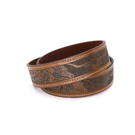 West Star Cowboy Tooled Leather Plain Belt Suit Casual Daily Everyday Dress Belt 2 Inches Width 8005D Oval Guns CF XL