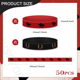 Syhood 50 Pieces Horse Party Silicone Bracelet Horse Red Rose Bracelets Horse Party Favors Derby Day Rubber Wristband for Horse Racing Western Cowboy Themed Party Wedding Birthday Decorations