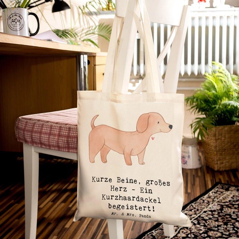 Mr. & Mrs. Panda Tragetasche Kurzhaardackel Herz - Geschenk, Dackelzitate,