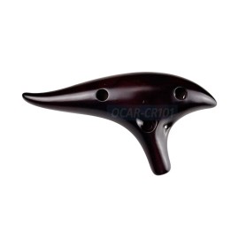 Unbranded Premium Fine-Crafted Ceramic 12-Hole Alto C Ocarina Flute Black