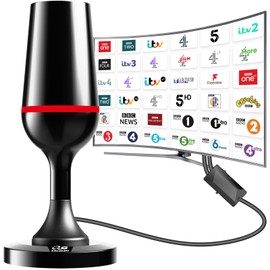 ​TV Aerial, Digital Indoor TV Aerial with Built-In Dual-Stage Amplifiers,360° Full Omnidirectional,420+ Miles Long Distance Reception,Perfect for Freeview HD, Smart TVs and 4K Ultra HD Broadcasting​​