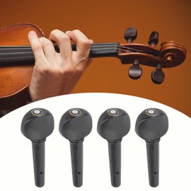 High-Quality Ebony Violin Strings Shaft Tuning Pegs for Violin Maintenance (1/4 violin strings, ebony hairpin fish eyes four)