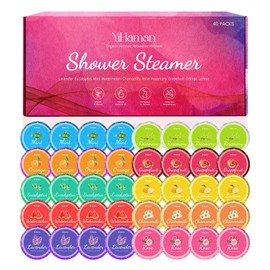40PCS Shower Steamers Aromatherapy for Women or Men, 10 Scents Organic Shower Bombs, Relaxation with Organic Essential Oils, Birthday Self Care Gift for Women 1 Set