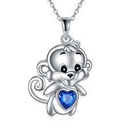 URONE Monkey Necklace 925 Sterling Silver Monkey Pendant Necklace Monkey Jewelry Gifts for Women