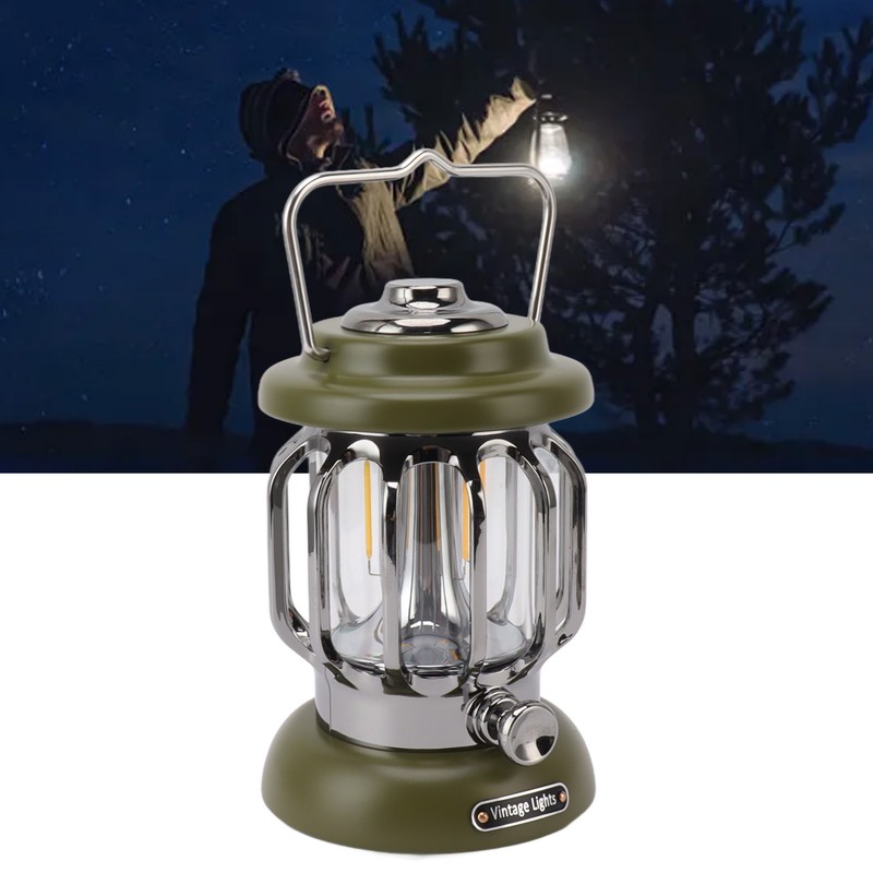 Retro Camping Light Rechargeable Warm Light Vintage Lamp Hanging Tent