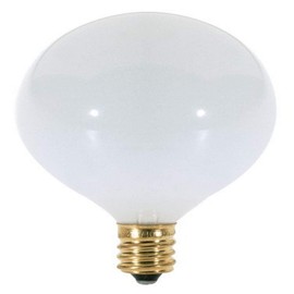 Satco S3260 120V Candelabra Base 25-Watt G16.5 Light Bulb, Gloss White