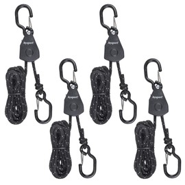 Ayaport Adjustable Rope Hanger 1/8" x 8' Kayak Rope Tie Down Ratchet with Safety Lock S Hook Pulley Cord Tightener Hanger Tarp Tent Tie Downs
