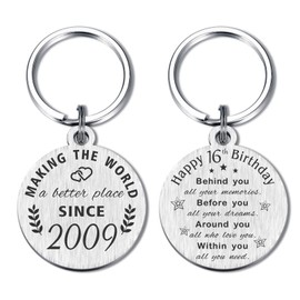 ABBNT 16th Birthday Gifts for Girls Boys, Born in 2009 Gifts, 16 Year Old Birthday Keychain, 2009 Birthday Decorations