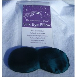 Teal Contoured Silk Eye Pillow Filled with Flax Seed from Relaxation in a Bag