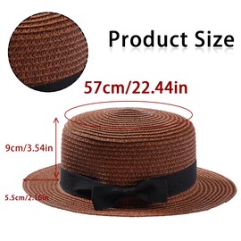 Eigso Women's Flat Top Beach Bucket Hat Summer Travel Outdoor Woven Mesh Sun Hat for Women, A2: coffee, Unit size