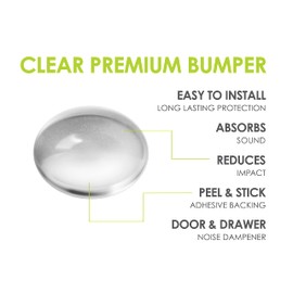 Slipstick Premium Cabinet Door Bumpers 3/8” Round Clear Adhesive Pads, Cabinet Stoppers, Rubber Bumpers for Drawers, Cupboards, Cutting Boards, Glass Tops, Picture Frames, Furniture, 48 Dampers