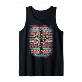 Western Serape print Cactus Leopard pattern Pink Tank Top