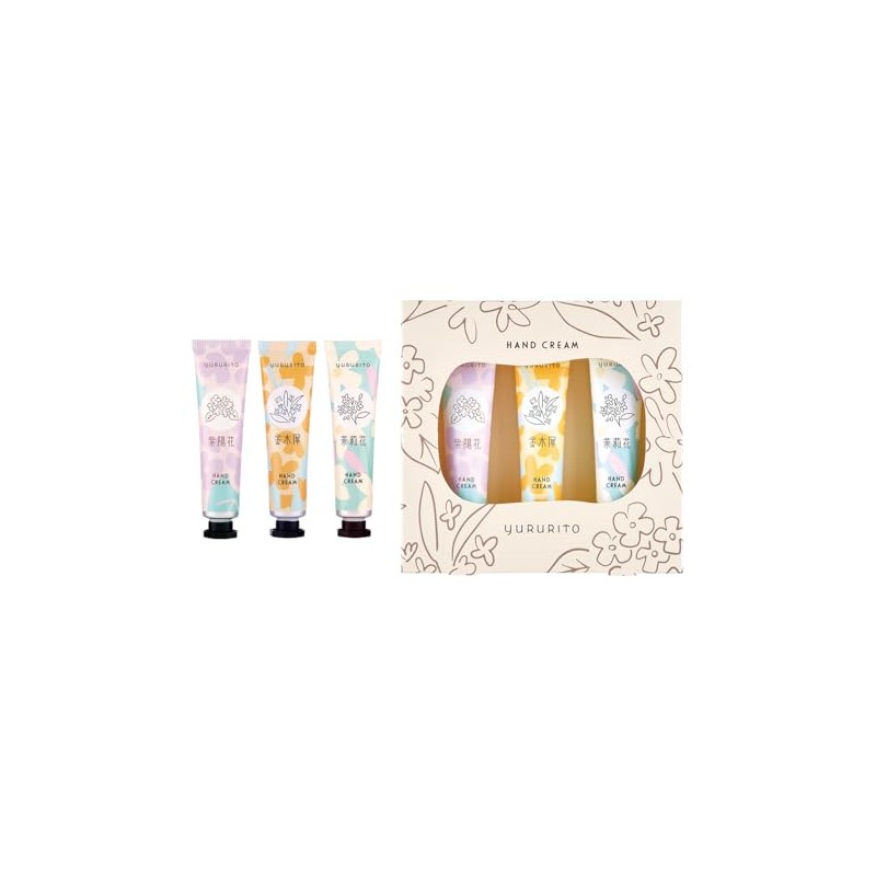 Yururito Loose Hand Cream Set of 3 (Rainbow Hydrangea, Osmanthus