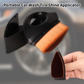 Dexspoeny Auto Tire Dressing Brush,High Density Shine Brush,Portable Car Wash Tire Shine Applicator, Soft Fur Car Tire Wash Brushes with Handle for Car Cleaning Supplies(Brown)