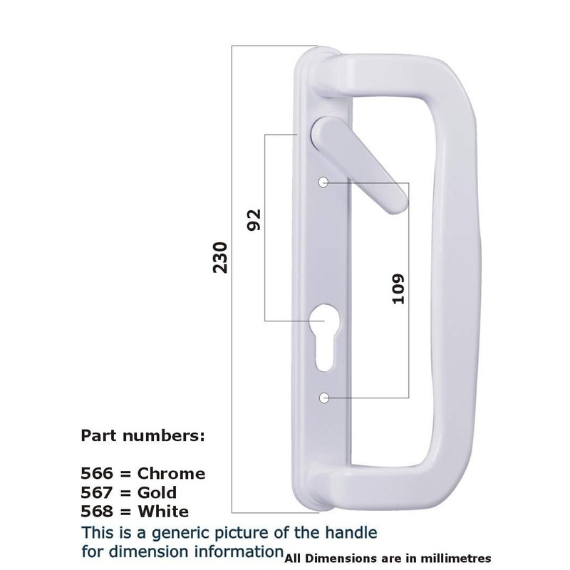 Mila Inline Patio Door Handle Pair 109mm Screw Fix White