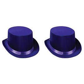 Beistle 2 Purple Satin Top Hats Sleek Headwear for Formal Occasion and Team Spirit School Accessories, OSFM