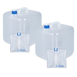 UMETASS - Contenedor de agua plegable de 5.3 galones con espiga, cubos plegables para almacenamiento de agua portátil para exteriores, camping, senderismo (2 unidades)
